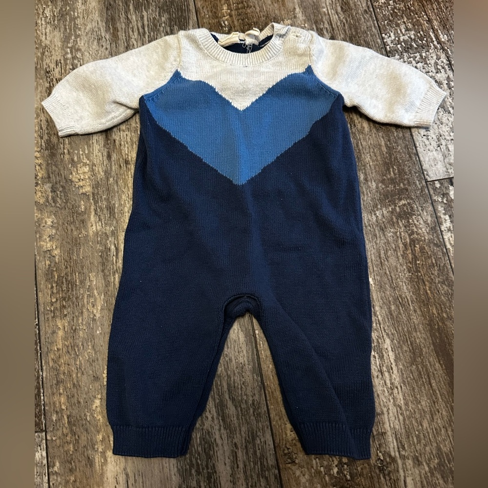 Baby Gap Blue and Gray Sweater Romper - 0/3M